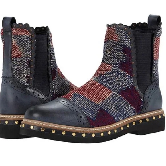 NEW FREE PEOPLE atlas Chelsea kilim boots in blue combo size 36 - Picture 4 of 12